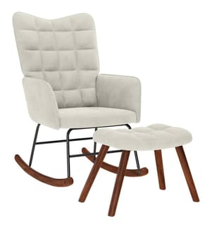 Schaukelstuhl mit Hocker Creme Samt