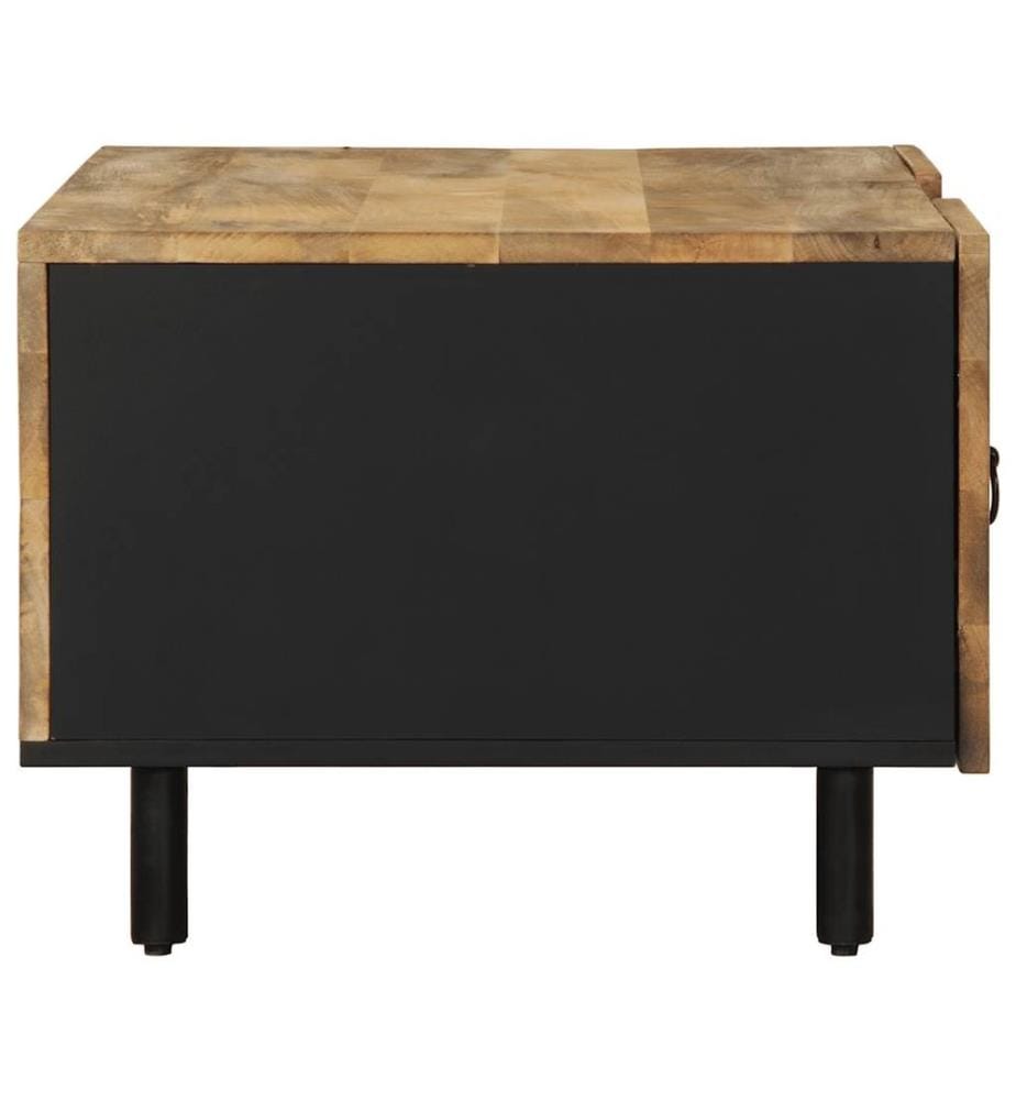 Table basse noir 100x54x40 cm bois massif de manguier brut