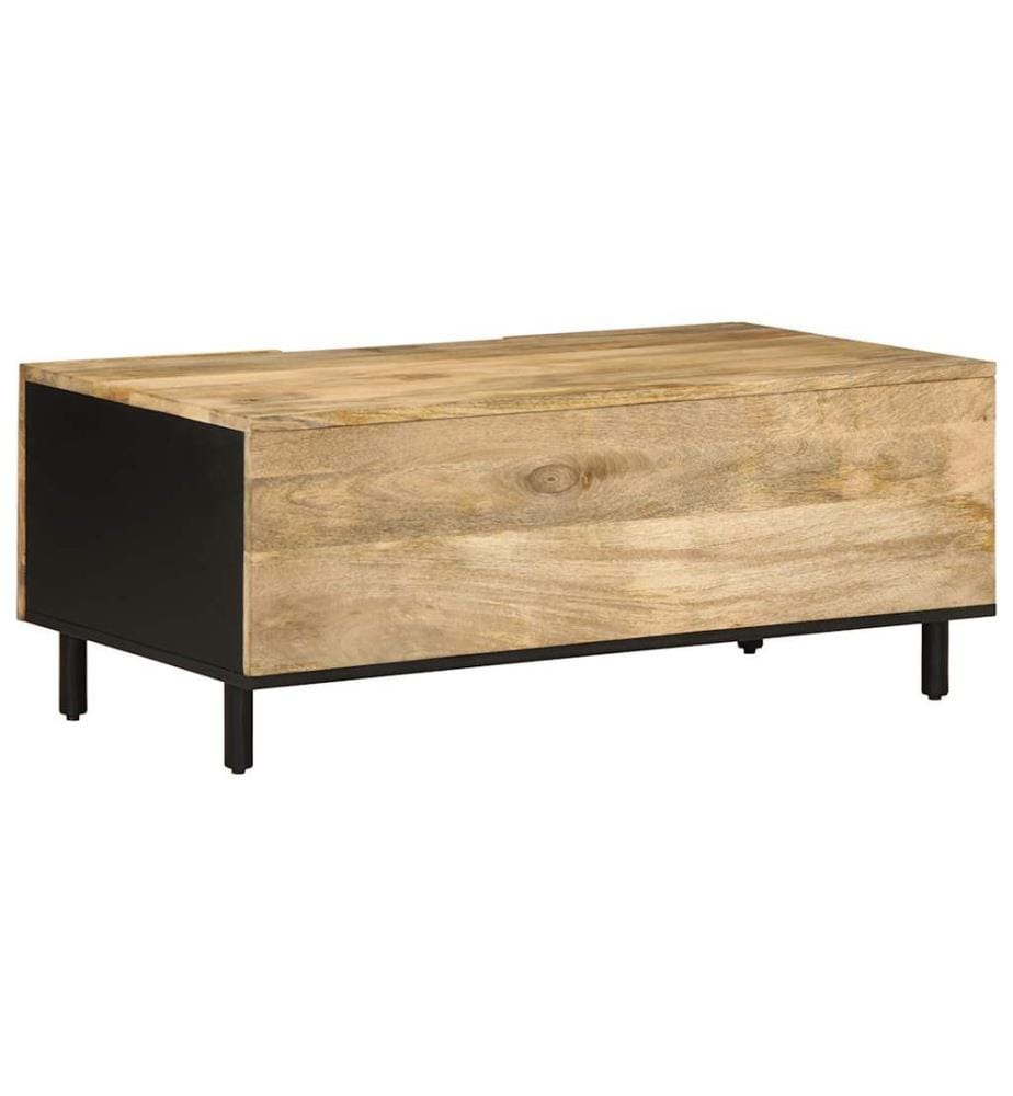 Table basse noir 100x54x40 cm bois massif de manguier brut