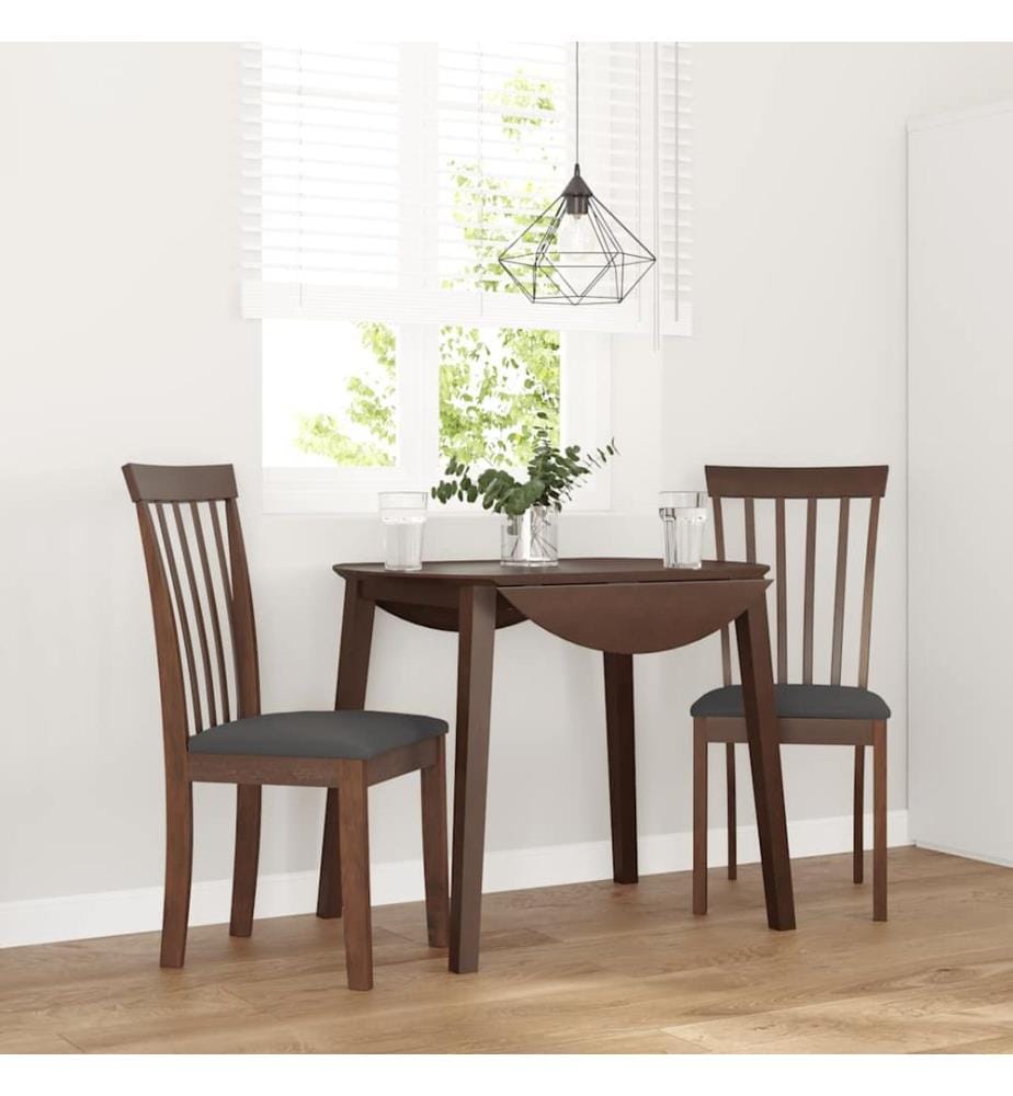 Chaises à manger coussins 2 pcs marron bois massif caoutchouc