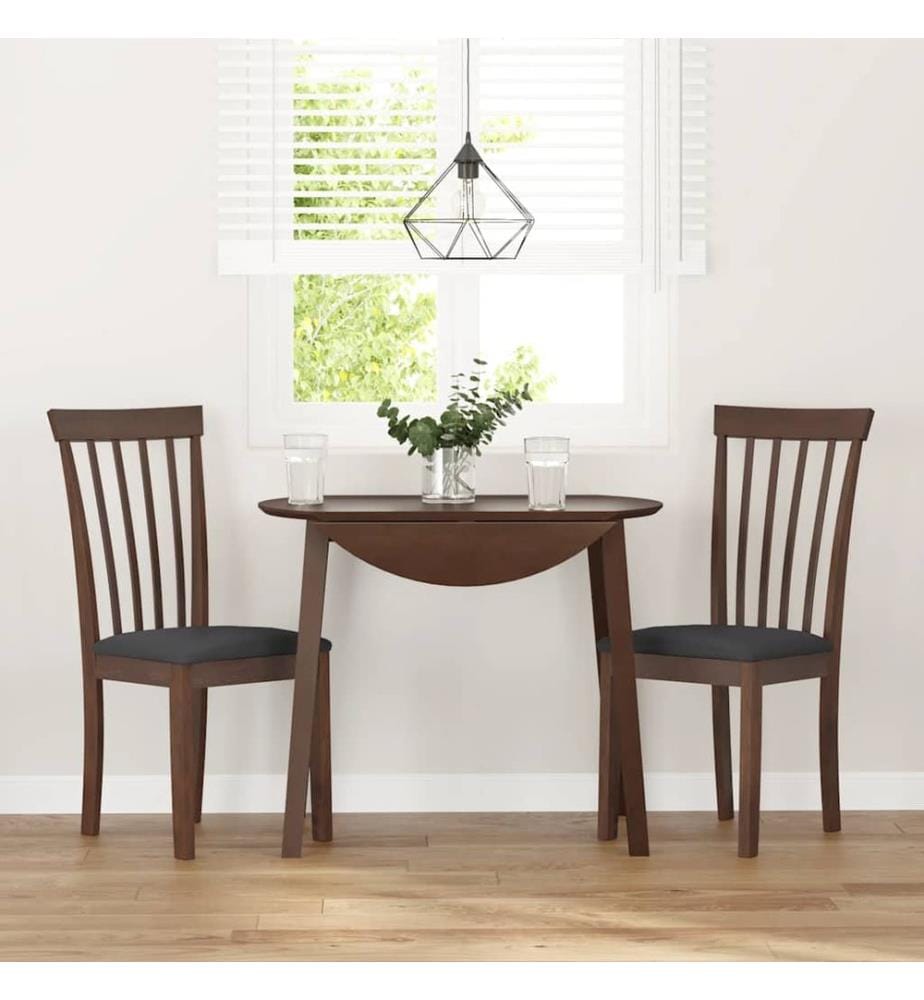Chaises à manger coussins 2 pcs marron bois massif caoutchouc