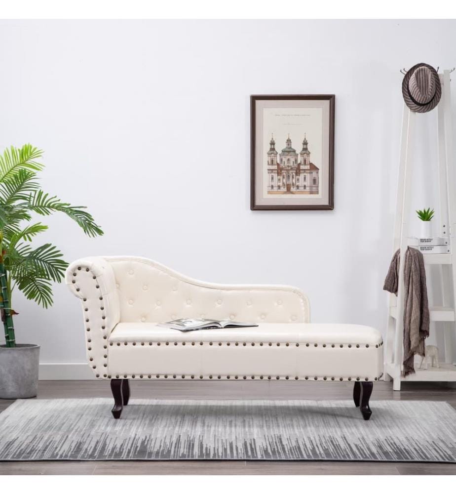 Chaiselongue Creme Kunstleder