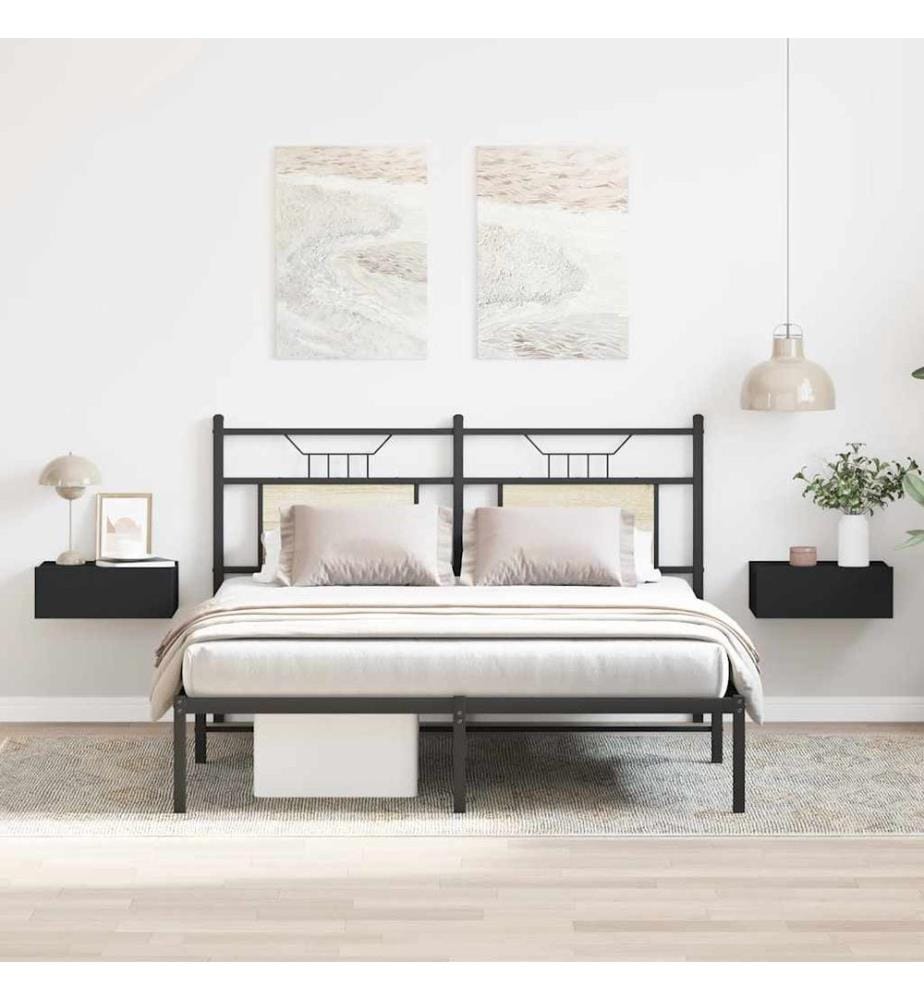 Tables de chevet flottantes 2 pcs Noir 40x30x15 cm