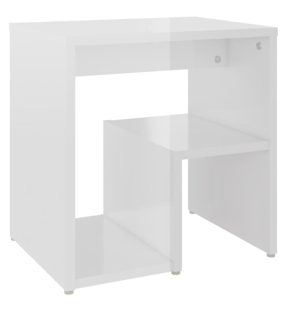 Table de chevet blanc brillant 40x30x40 cm bois d'ingénierie