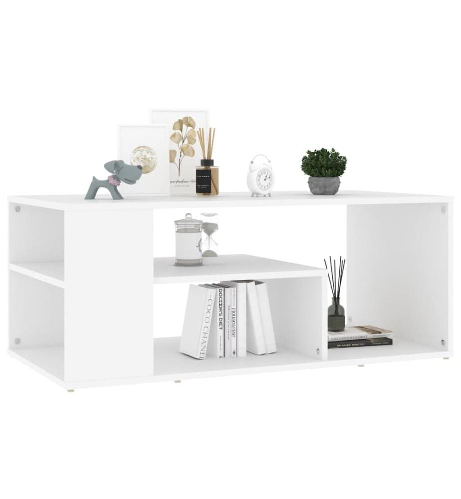 Table basse blanc 100x50x40 cm bois d'ingénierie