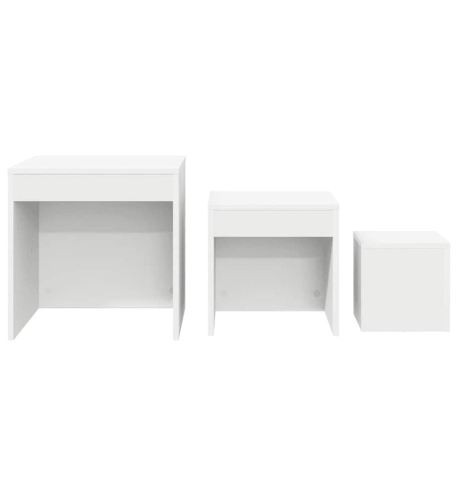 Tables gigognes 3 pcs Blanc Aggloméré