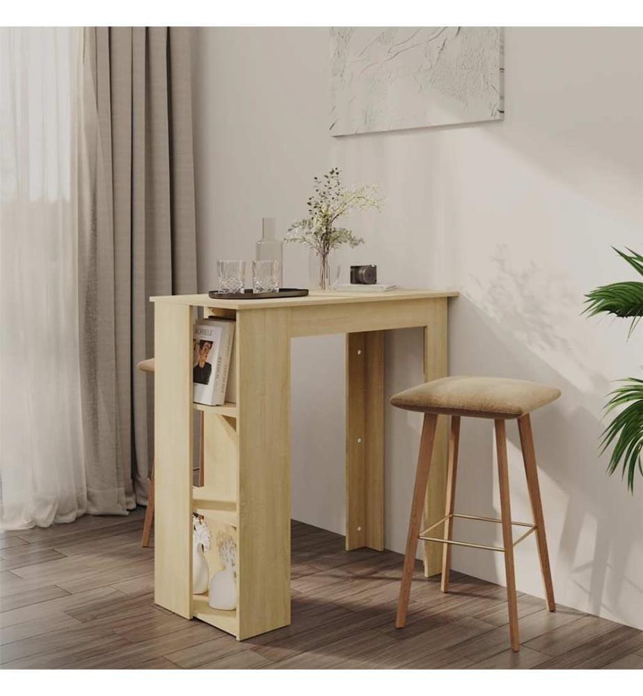 Table de bar avec étagère Chêne sonoma Bois d'ingénierie