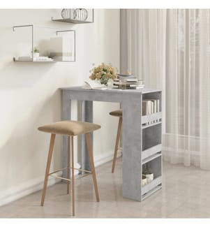 Table de bar à étagère de rangement Gris béton 102x50x103,5 cm