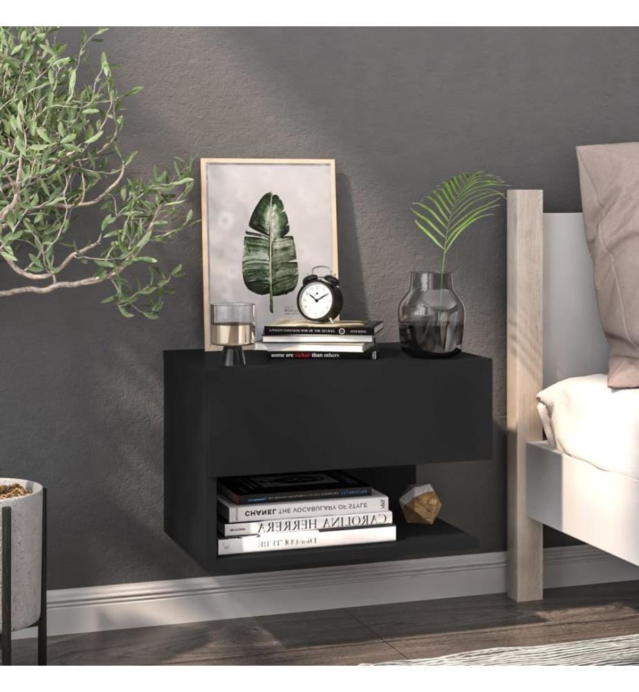 Tables de chevet murales 2 pcs Noir