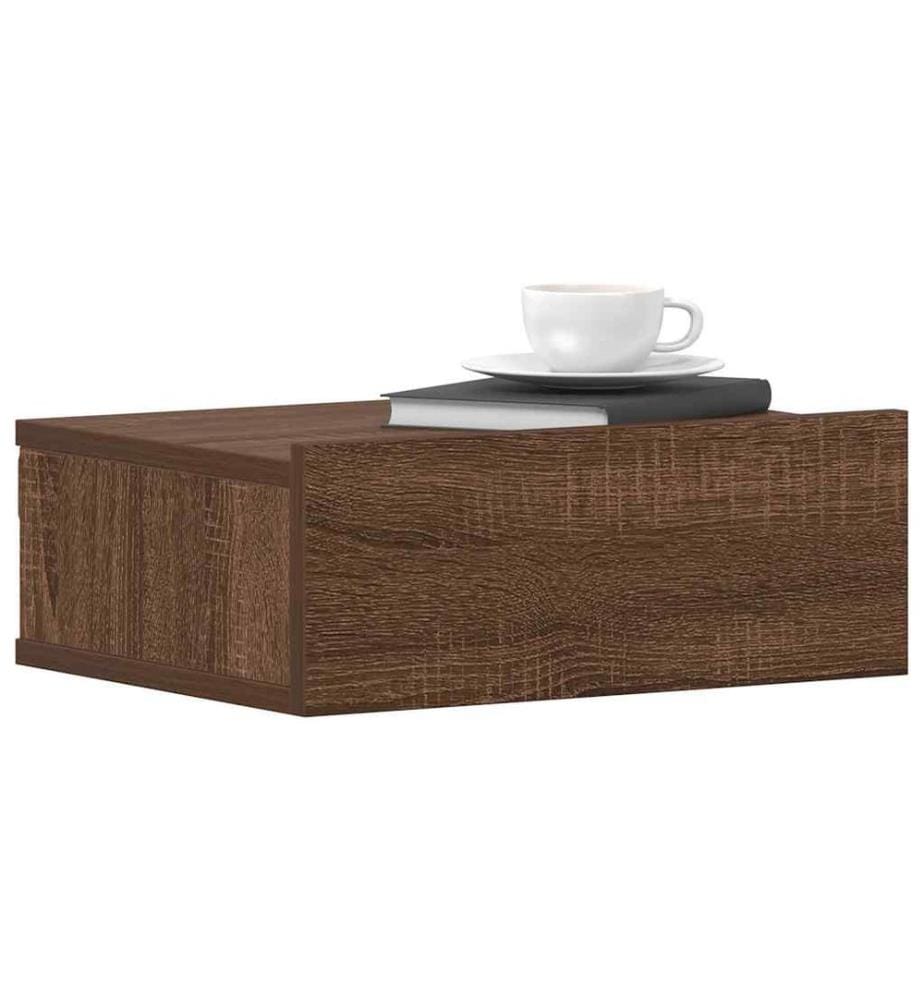 Table de chevet flottante Chêne marron 40x30x15 cm