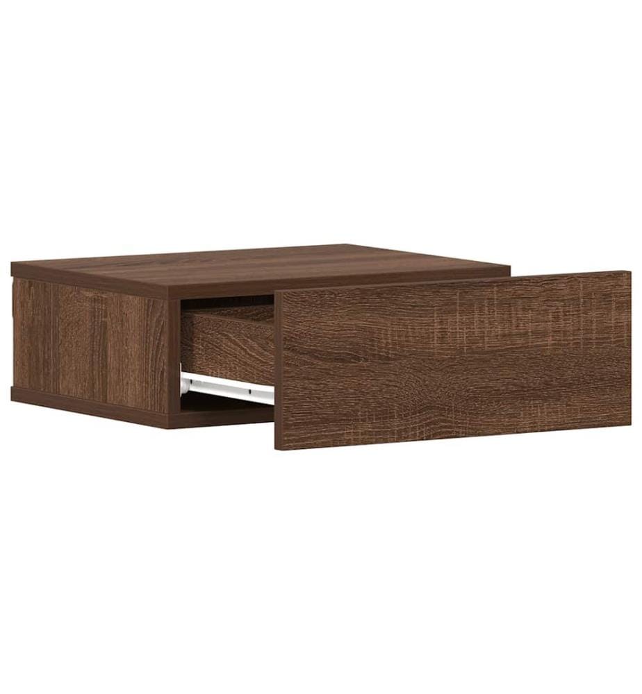 Table de chevet flottante Chêne marron 40x30x15 cm