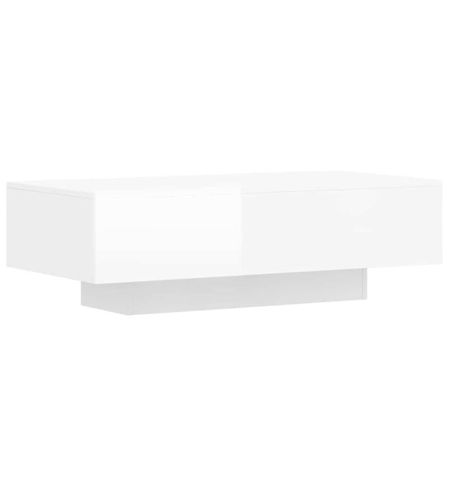 Table basse blanc brillant 100x49,5x31 cm bois d'ingénierie