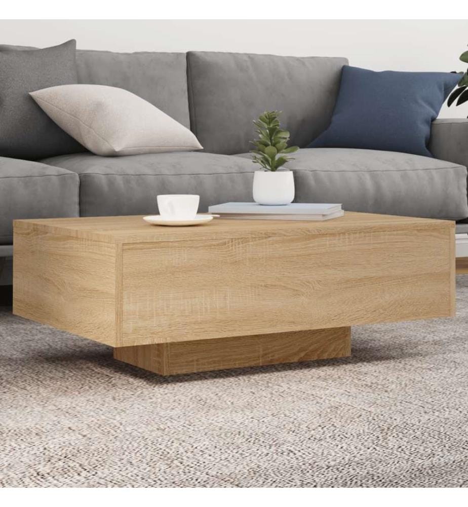 Couchtisch mit LED-Leuchten Sonoma-Eiche 85x55x31 cm