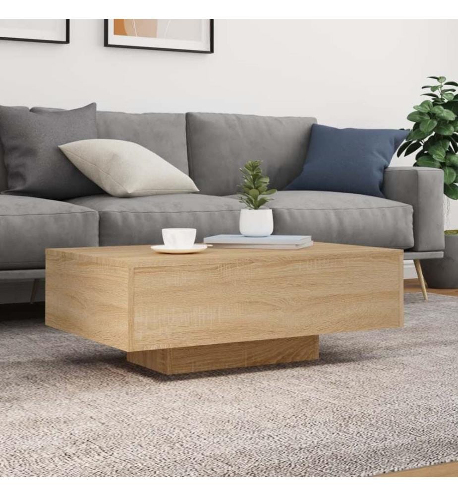 Couchtisch mit LED-Leuchten Sonoma-Eiche 85x55x31 cm