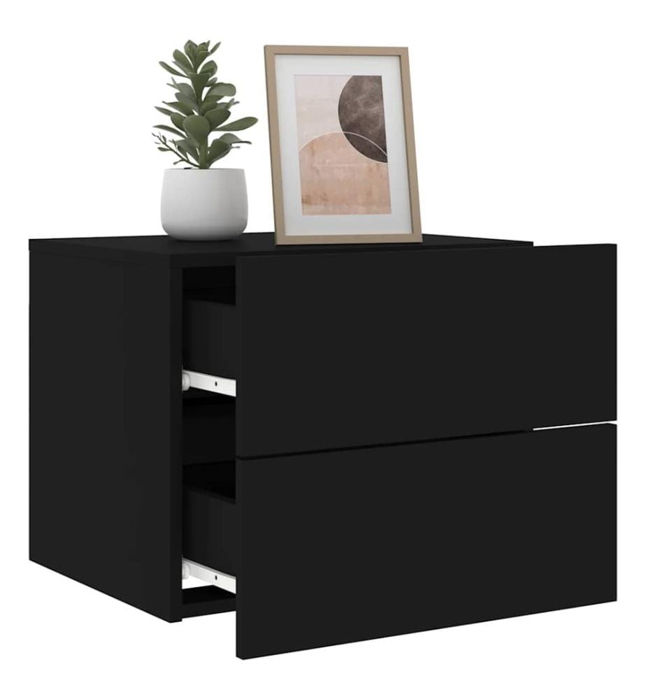 Wand-Nachttische mit LED-Leuchten 2 Stk. Schwarz