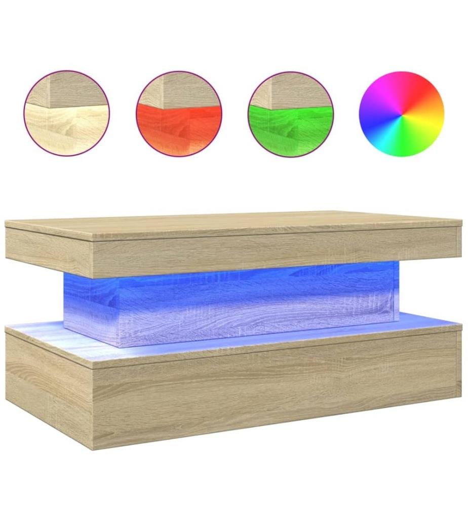 Couchtisch mit LED-Leuchten Sonoma-Eiche 90x50x40 cm