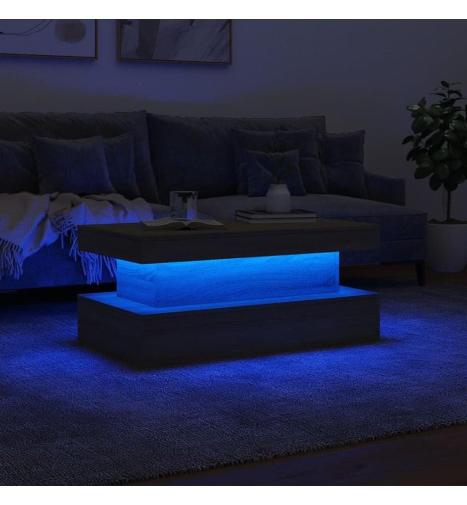 Couchtisch mit LED-Leuchten Sonoma-Eiche 90x50x40 cm