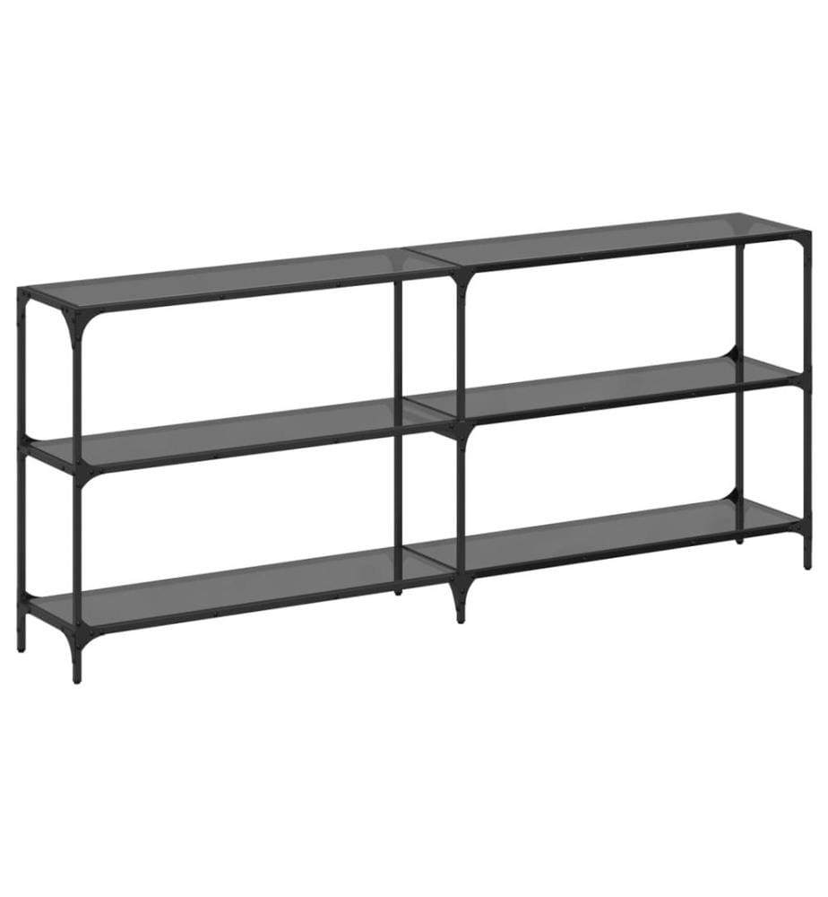 Table console avec dessus en verre noir 194,5x30x81 cm acier
