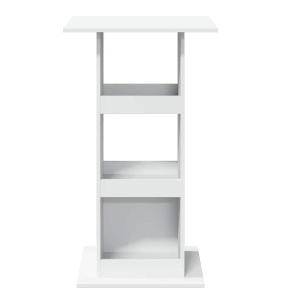 Table de bar avec rangement blanc 60x60x102cm bois d'ingénierie