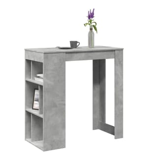 Table de bar avec étagères gris béton bois d'ingénierie