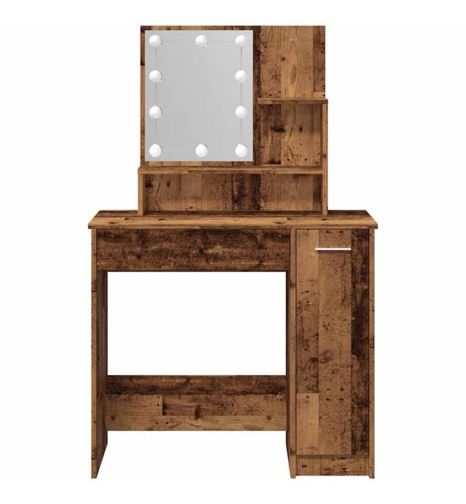 Coiffeuse avec LED vieux bois 86,5x35x136 cm