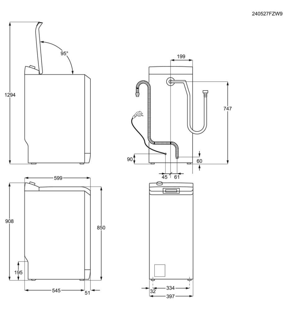 Lave-linge top ELECTROLUX - Modèle : EWQ6412B - Affichage en français