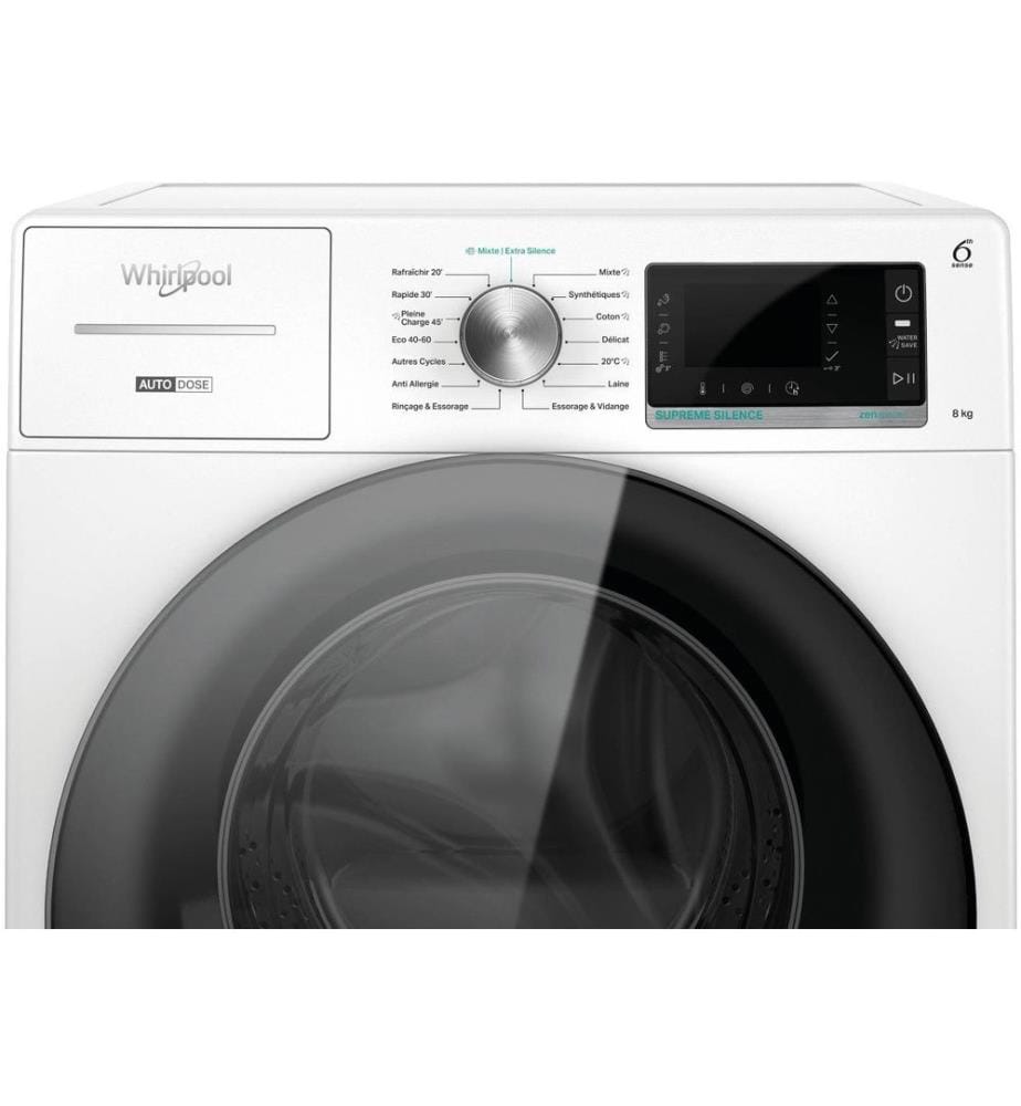 Lave-linge WHIRLPOOL - Modèle : W8W846WBFR - Affichage en français