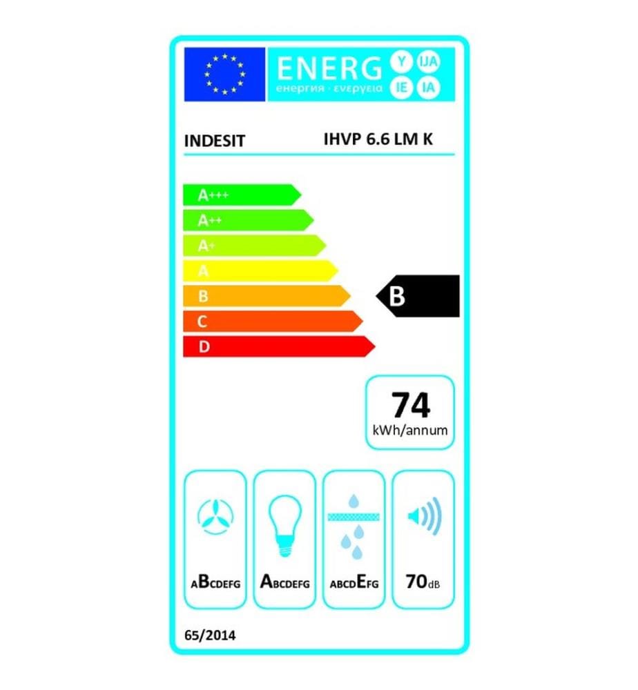 Hotte décorative murale INDESIT - Modèle : IHVP6.6LMK