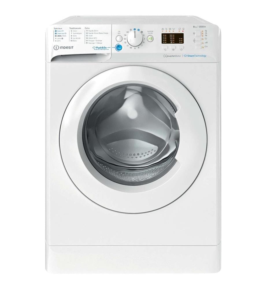 Lave-linge INDESIT - Modèle : BWA81295XWVFR - Affichage en français