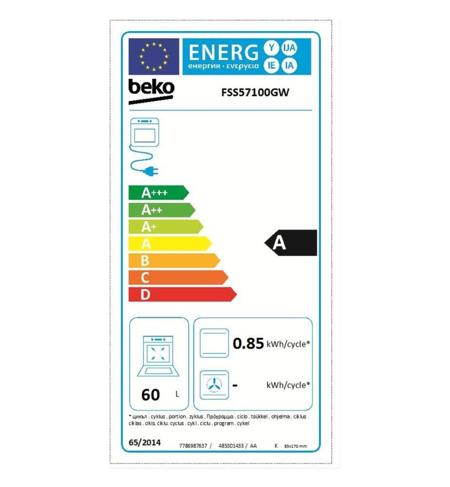 Cuisinière vitrocéramique BEKO - Modèle : FSS 57100 GW
