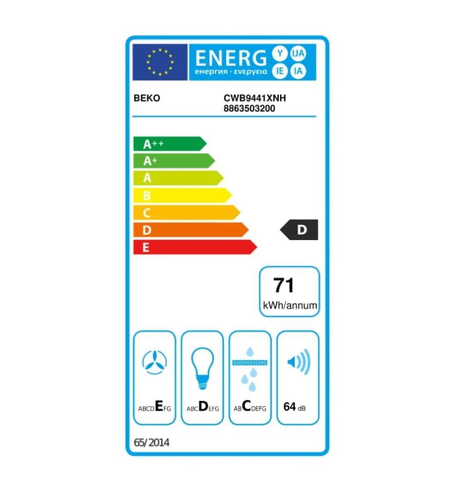 Hotte décorative murale BEKO - Modèle : CWB 9441 XNH