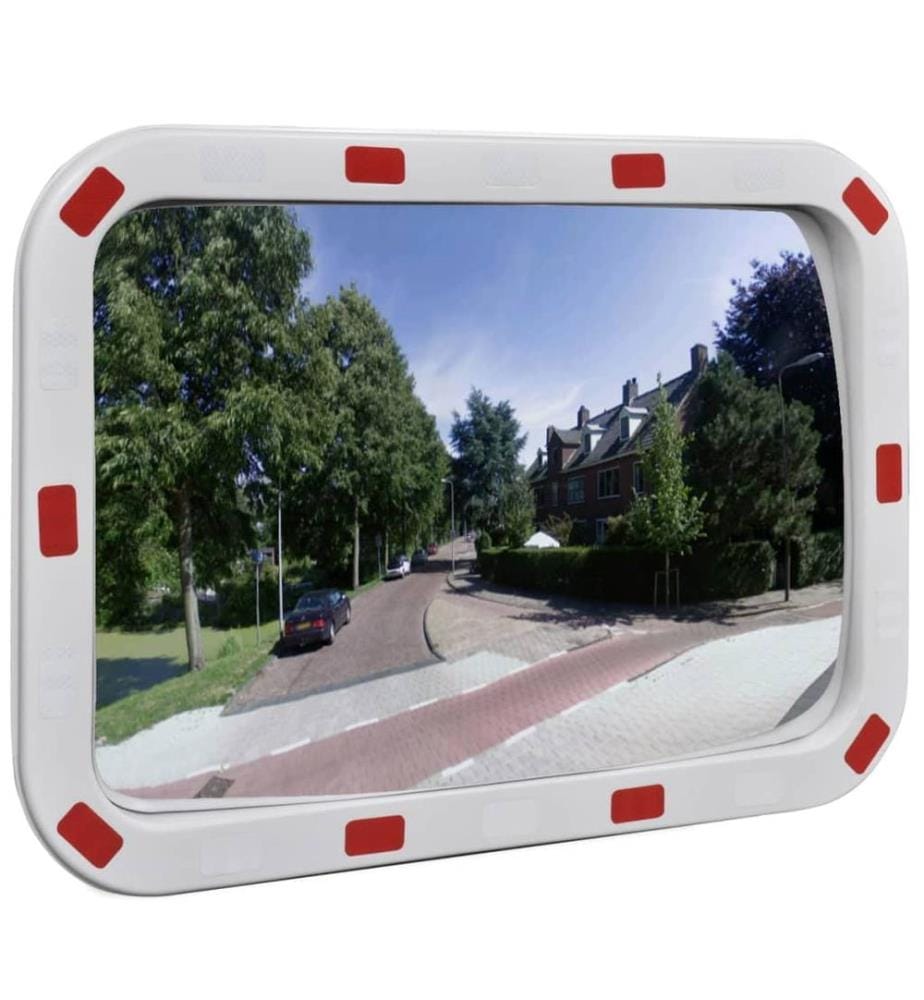 Verkehrsspiegel Konvex Viereckig 40×60 cm mit Reflektoren