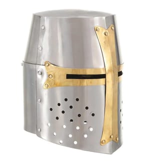 Mittelalterlicher Kreuzritter-Helm Antik Replik LARP Silbern Stahl