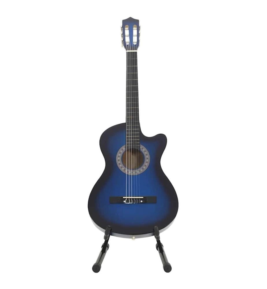 Ensemble de guitare découpée classique 12 pcs 6 cordes Bleu 38"