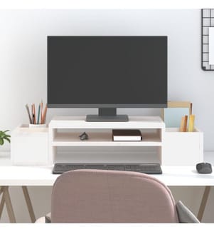 Monitorständer Weiss 70x27,5x15 cm Massivholz Kiefer