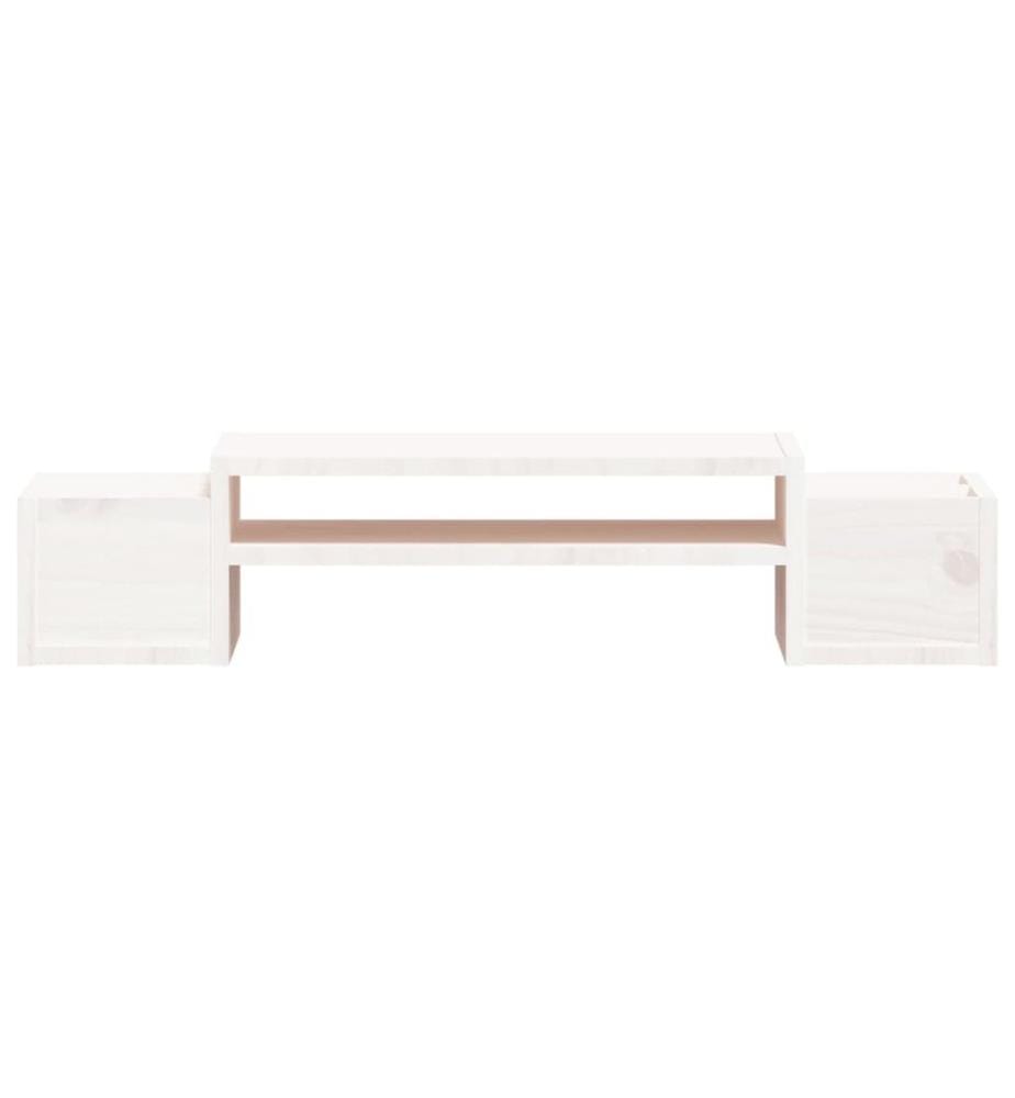 Support de moniteur Blanc 70x27,5x15 cm Bois de pin solide