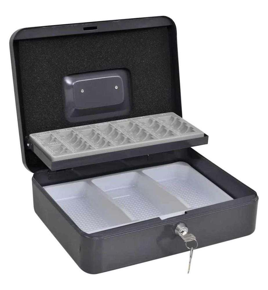 Geldbox mit Schloss Dunkelgrau 30 x 24 x 9 cm Stahl