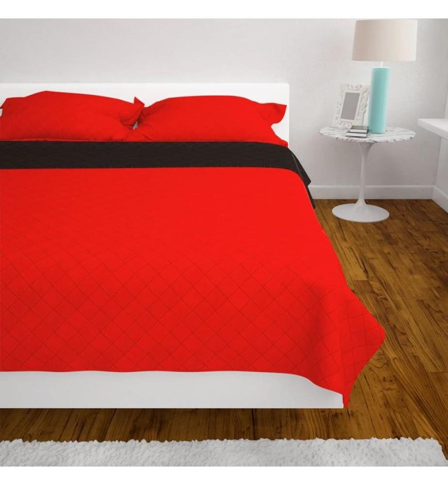 Couvre-lit matelassé double-face Rouge et noir 230x260 cm