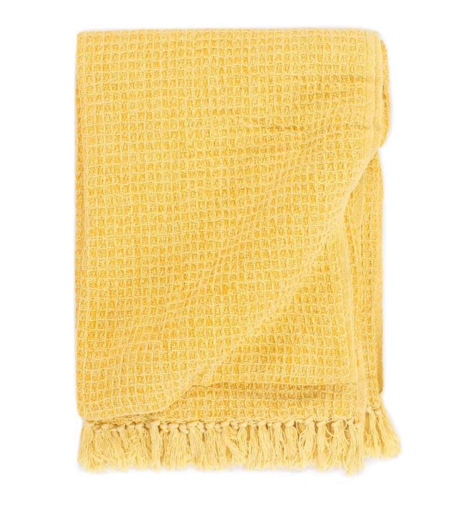 Couverture en coton 125 x 150 cm Jaune moutarde
