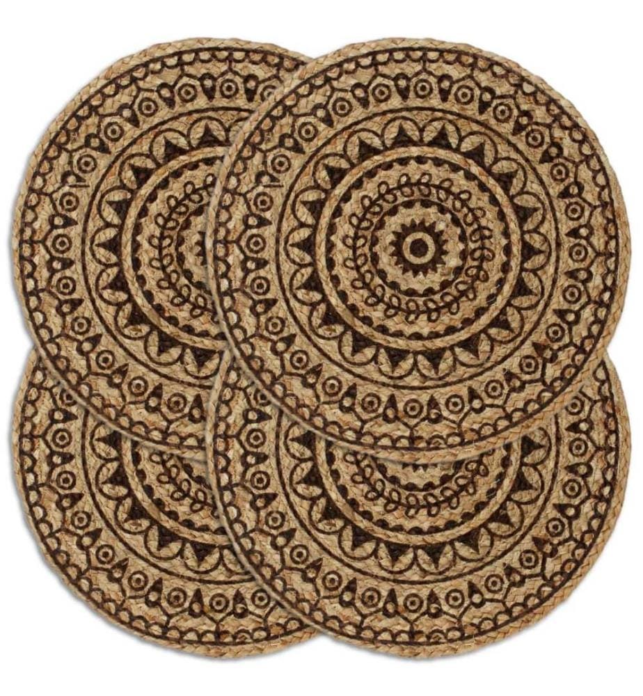 Tischsets 4 Stk. Dunkelbraun 38 cm Rund Jute