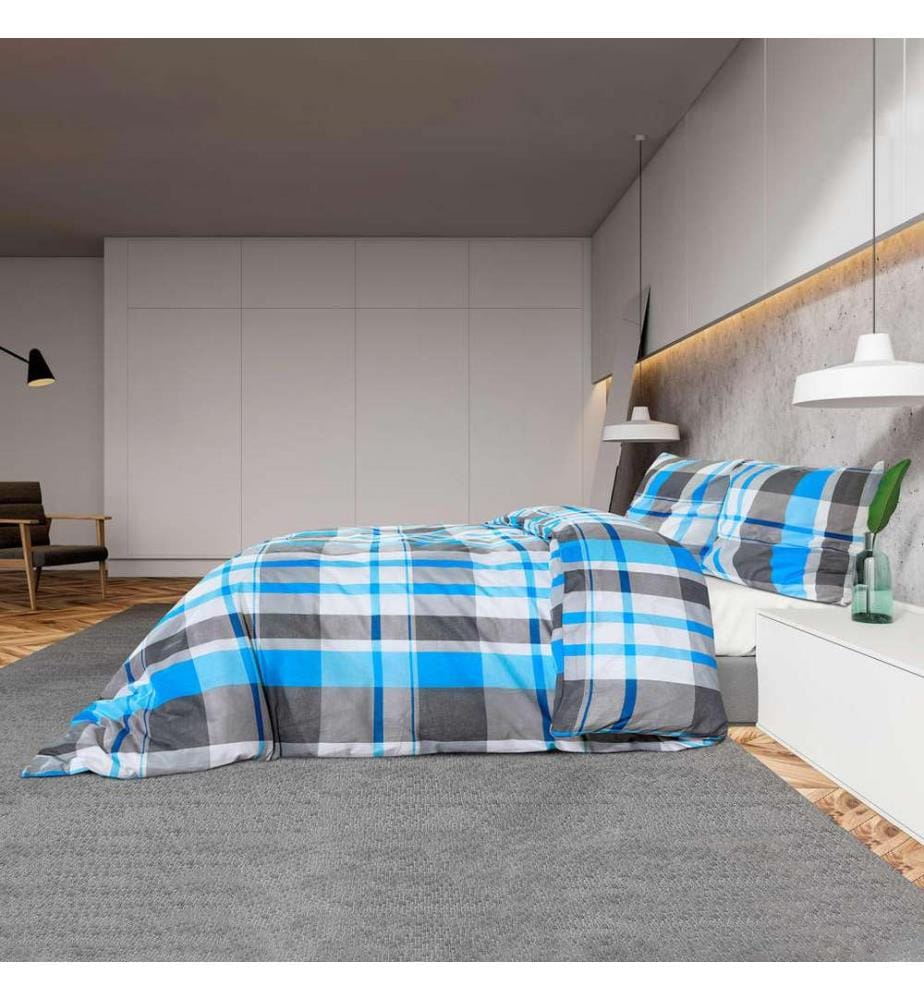 Bettwäsche-Set Blau und Grau 140x200 cm Baumwolle