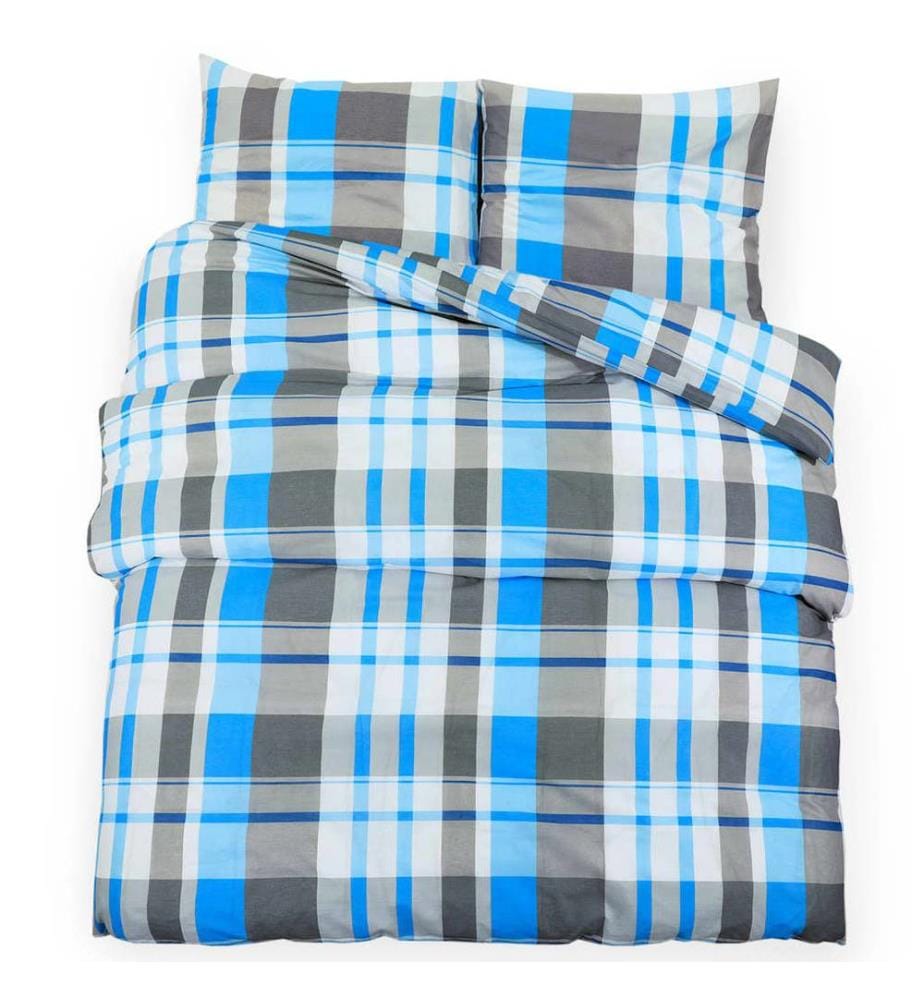 Ensemble de housse de couette Bleu et gris 220x240 cm Coton