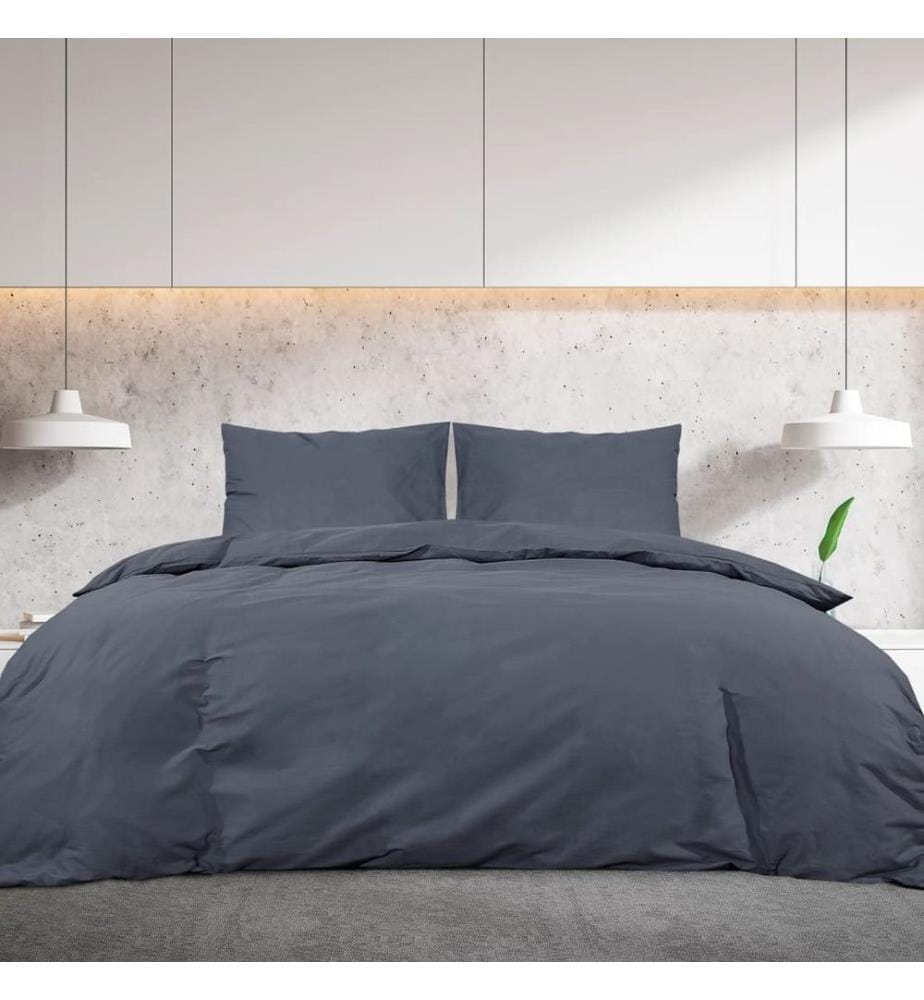 Ensemble de housse de couette Anthracite 140x200 cm Coton