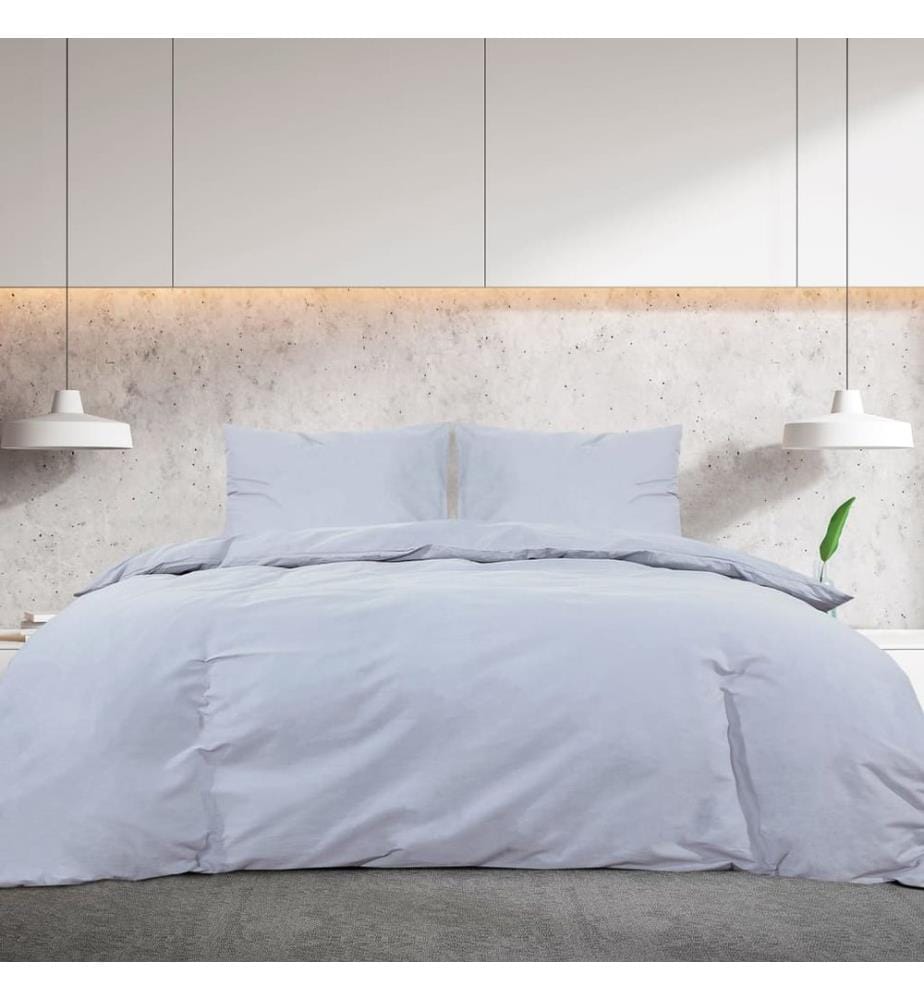Ensemble de housse de couette Gris 240x220 cm Coton