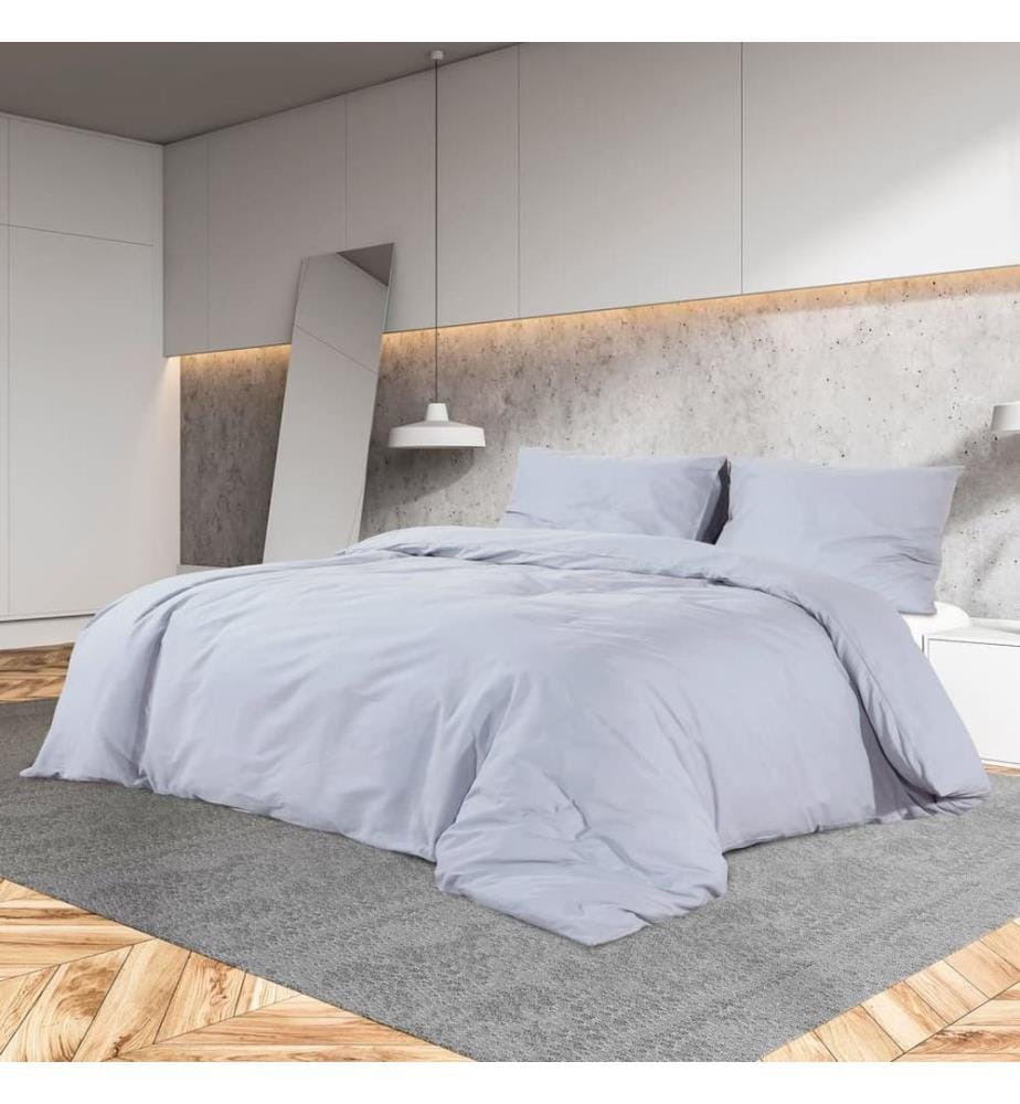 Ensemble de housse de couette Gris 200x220 cm Coton