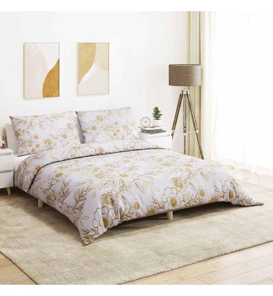 Ensemble de housse de couette blanc et marron 140x200 cm Coton