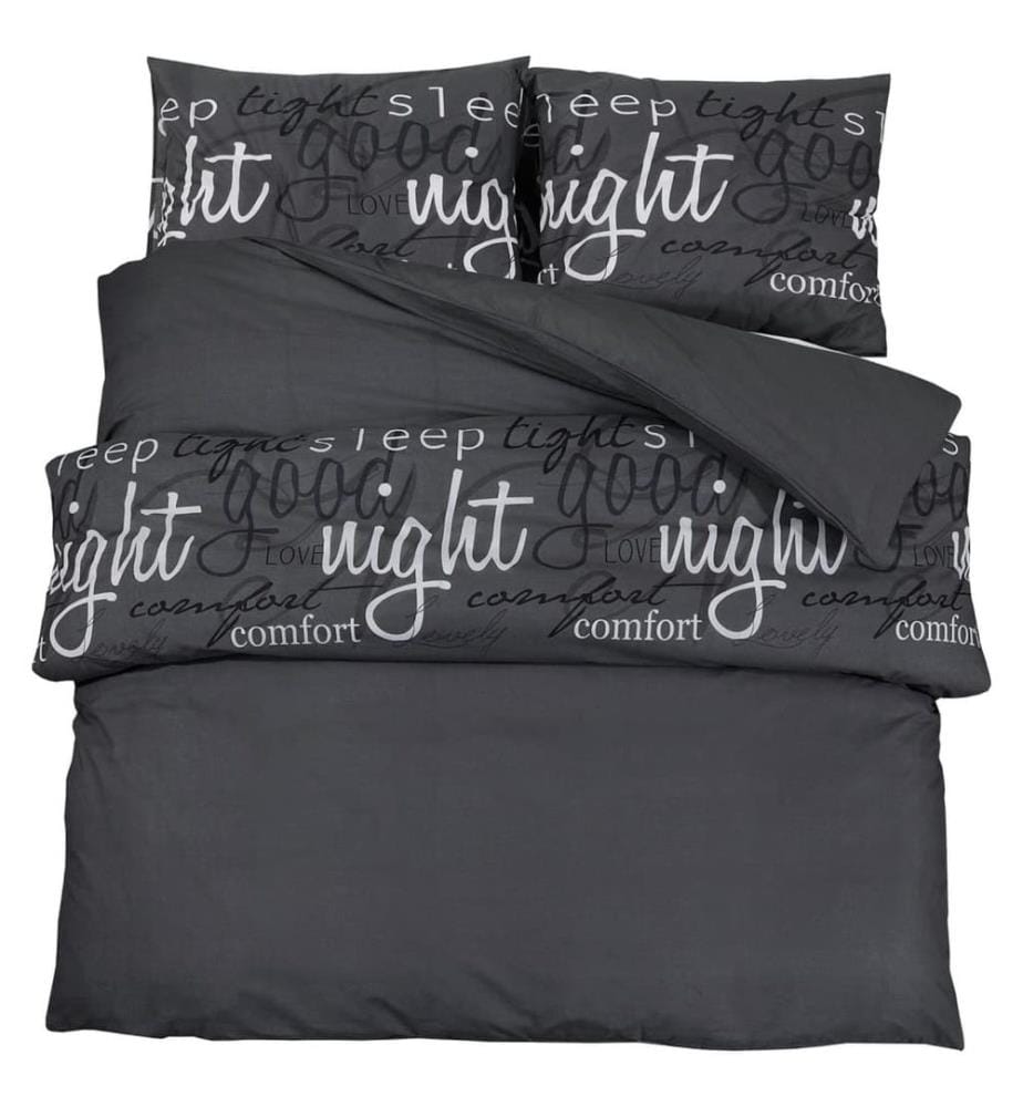 Ensemble de housse de couette Noir 200x200 cm Coton