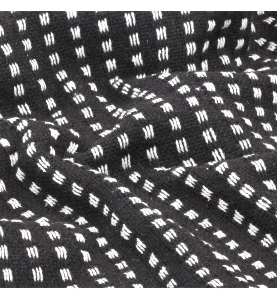 Couverture coton à carrés 220x250 cm Noir