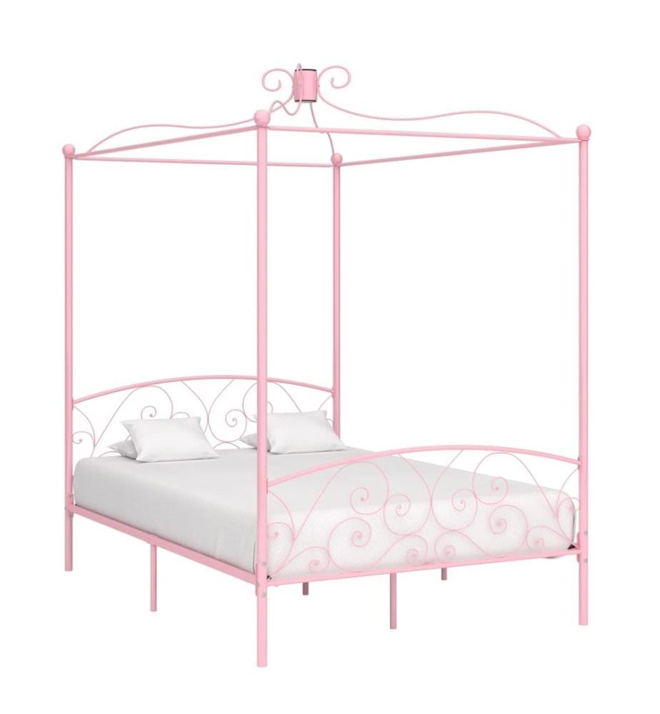 Himmelbett-Gestell Rosa Metall 120 x 200 cm