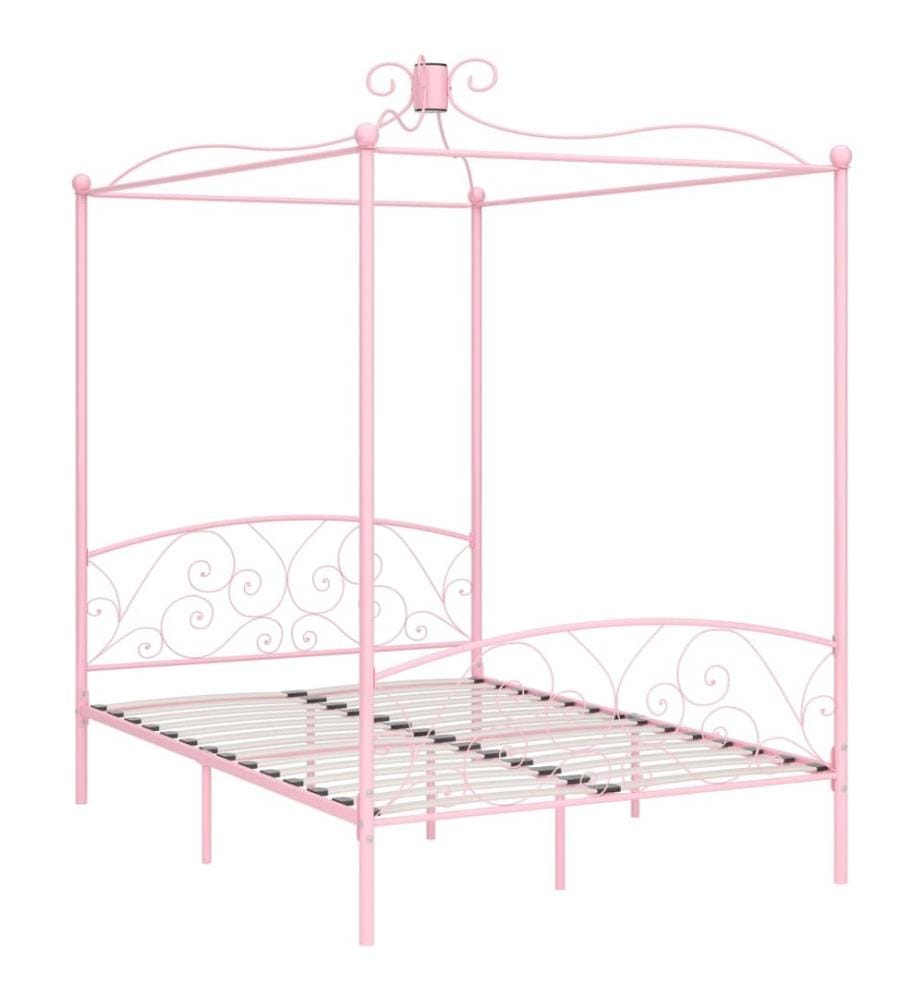Himmelbett-Gestell Rosa Metall 120 x 200 cm